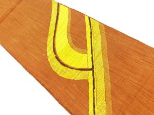 リサイクル　手織り紬抽象模様織出し名古屋帯